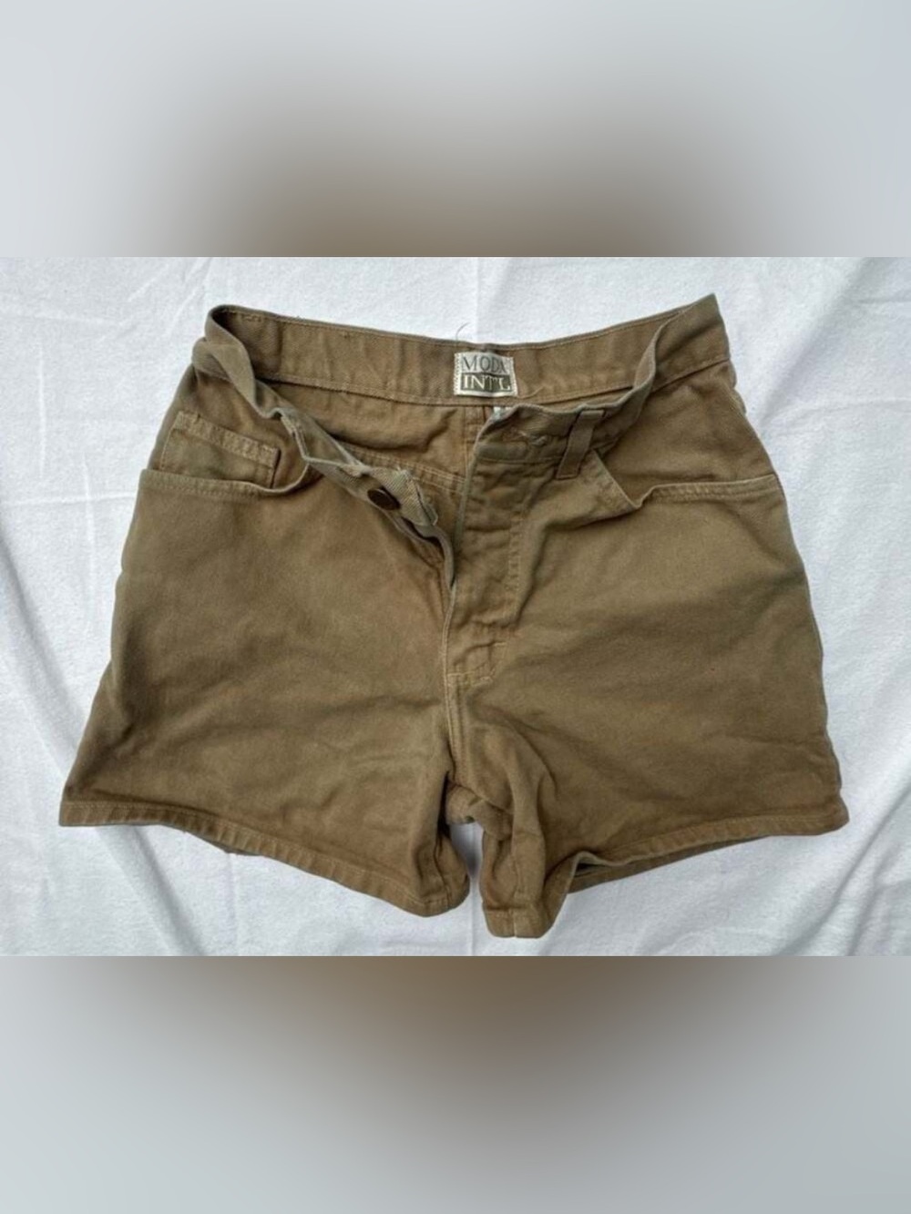 Moda Intl The London Jean Vintage Tan Cotton Denim Shorts Size 4 MADE IN USA